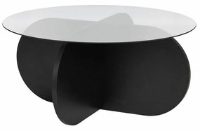 Măsuță de cafea Aeris Black cu sticlă fumurie