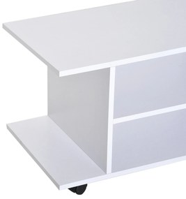 HomCom, comoda TV din lemn cu roti, 80x40x40cm, alb | Aosom Ro