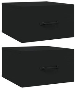 812855 vidaXL Noptiere de perete, 2 buc., negru, 35x35x20 cm