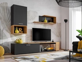 Mobilier living Mantes ZWT2 (negru mat + stejar wotan). 1097675
