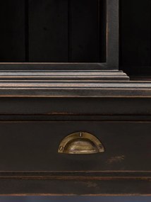 Bufet vintage din lemn de mango, cu 3 sertare și rafturi deschise, negru, finisaj mat, 158×47×221 cm, „Botti"