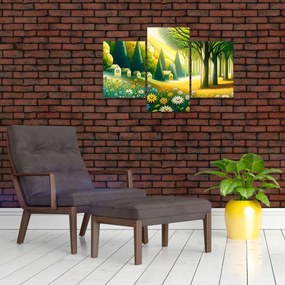Tablou - Sat în galben-verde (90x60 cm)
