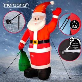 Monzana Moș Crăciun gonflabil cu iluminare, 180cm, roșu