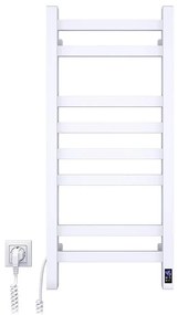 Radiator de baie tip scară cu termostat AVANGARD, 251 W/230 V, 80,6 cm, IP44, alb, conexiune pe stânga