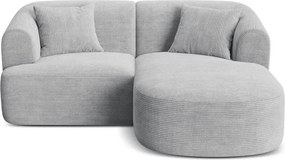 Colțar gri deschis cu tapițerie din catifea reiată (cu colț pe partea dreaptă/cu șezlong) Campi – Cosmopolitan Design