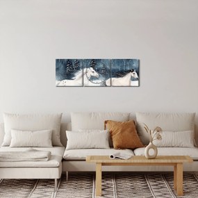 Tablou cu caii pictați (cu ceas) (90x30 cm)