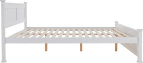 Pat cu lamele, lemn de pin/alb, 160x200, LUCAS NEW