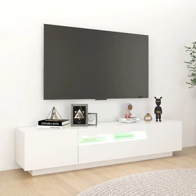 Comodă tv cu lumini led, alb, 180x35x40 cm