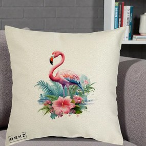 Perna Decorativa Raton in Halat Roz, 40x40 cm, Ecru, Husa Detasabila, Perna Inclusa, BEKZ®