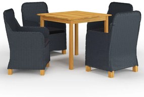 3067757 vidaXL Set mobilier de grădină, 5 piese, gri închis