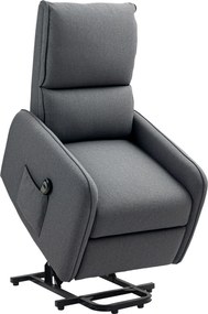 HOMCOM Fotoliu Electric Rabatabil cu Telecomandă, Suport pentru Picioare și Buzunar Lateral, 62x86,5x98 cm, Gri Cărbune | Aosom Romania