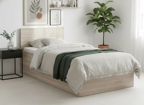 Pat de o persoana stejar sonoma, SOFIA 90 x 200 cm Saltele: Cu saltele Coco Maxi 20 cm, Somiera pat: Cu lamele drepte