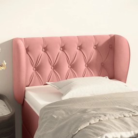 Tablie de pat cu aripioare roz 83x23x78 88 cm catifea 1, Roz, 83 x 23 x 78 88 cm