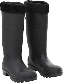 vidaXL Cizme de ploaie cu șosete detașabile, negru, mărime 40, PVC