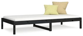 820416 vidaXL Pat de zi, negru, 90x200 cm, lemn masiv de pin