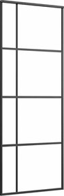 vidaXL Ușă glisantă, negru, 76x205 cm, sticlă ESG și aluminiu