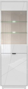 Vitrina FORN, alb lucios, PAL melaminat/sticla securizata, 64x43x201 c