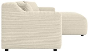 Colțar bej-crem cu tapițerie din catifea reiată (cu colț pe partea dreaptă, cu șezlong) Martin – Ropez