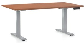 Masa inaltime reglabila OfficeTech D, 140 x 80 cm, bază gri, cireașă