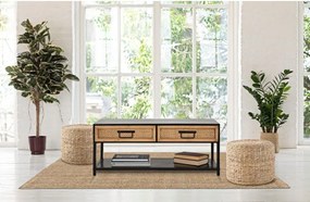 Comodă TV neagră/în culoare naturală din metal 95x38x38 cm Hanoi – Mauro Ferretti