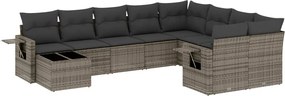 vidaXL Set mobilier de grădină cu perne, 10 piese, gri, poliratan