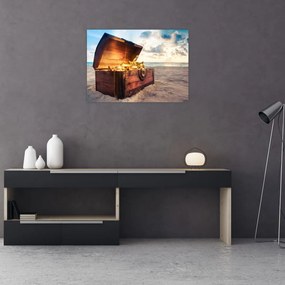 Tablou pe sticlă - Comoară pe plajă (70x50 cm)