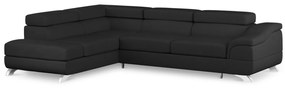 Coltar extensibil Onyx, colt pe partea stanga cu tapiterie din piele ecologica, negru