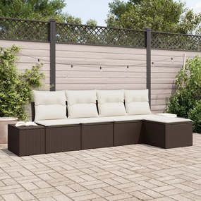 vidaXL Set de canapele pentru grădină 5 pcs Maro Rattan poli