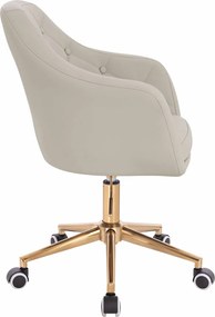 HR831K Scaun Ecru Piele Ecologica Premium Soft cu Bază Aurie