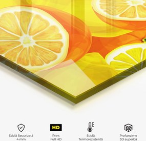 Panou Sticla Bucatarie, 60x150cm, Protectie aragaz, Antistropi, Termorezistent, Alimente, Fructe, Juicy Orange