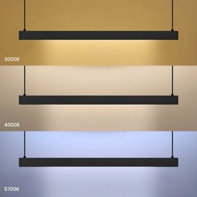 Lustră LED LINEA pe cablu, 36W, 230V, 3000/4000/5700K, CRI 90, negru