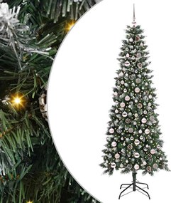 vidaXL Brad de Crăciun artificial Verde 210 cm PVC și Plastic și Oțel