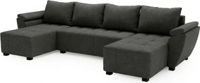 OFERTA Canapea extensibila in forma de U LIVARO 305x140 cm, gri inchis, calitatea II.