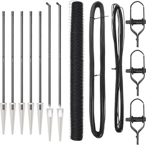 vidaXL Stâlp de gard. Gri 10 x 1,5 m (plasă de 50 mm) Oțel și PVC