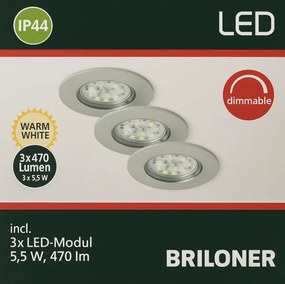SET 3x corp de iluminat LED încastrat pentru baie Briloner LED/5,5W/230V IP44