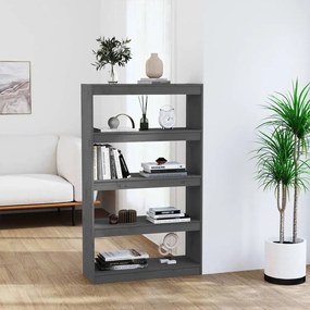 Bibliotecă/separator cameră gri, 80x30x135,5 cm, lemn masiv pin
