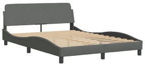 373166 vidaXL Cadru de pat cu tăblie, gri închis, 140x190 cm, textil
