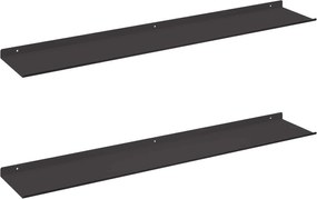vidaXL Raft suspendat Pe perete 2 pcs Negru 100 x 18 x 2,5 cm Oțel