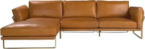 Coltar LUX design italian cu sezlong stanga Cowhide camel