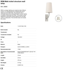 Aplica de perete eleganta design clasic REM nickel/negru