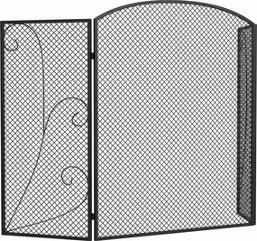 HOMCOM Parascântei Șemineu Pliabil 3 Panouri Metal Electrostatic, Gata Utilizare, 133x1x77cm, Negru | Aosom Romania