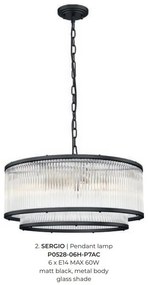 Lustra suspendata eleganta design modern SERGIO negru mat