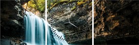 Tablou cu cascada de pădure (cu ceas) (90x30 cm)