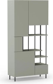 Bibliotecă verde/gri 84x175 cm Perla – Marckeric