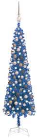 Set pom de Craciun subtire cu LED-uri globuri albastru 120 cm 1, blue and rose, 120 cm