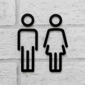 DUBLEZ | Semn indicator din lemn pentru ușa WC - Femei/Bărbați