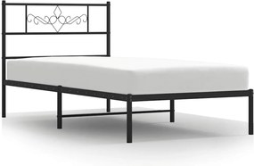 vidaXL Cadru de pat metalic cu tăblie, negru, 100x190 cm