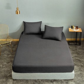 Set de pat pentru o persoana (cearceaf cu elastic si perna) 2 piese, L'essentiel Maison, Basic, 65% bumbac/35% poliester, Fumuriu