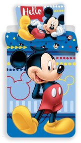 Lenjerie de pat pentru copii din bumbac pentru pat de o persoană 140x200 cm Mickey "Hello" – Jerry Fabrics