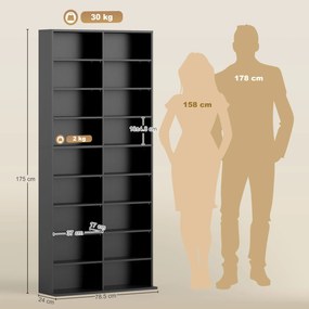 HOMCOM Raft pentru CD-uri cu 14 Rafturi Reglabile pentru 640 CD-uri/360 DVD-uri Negru | Aosom Romania
